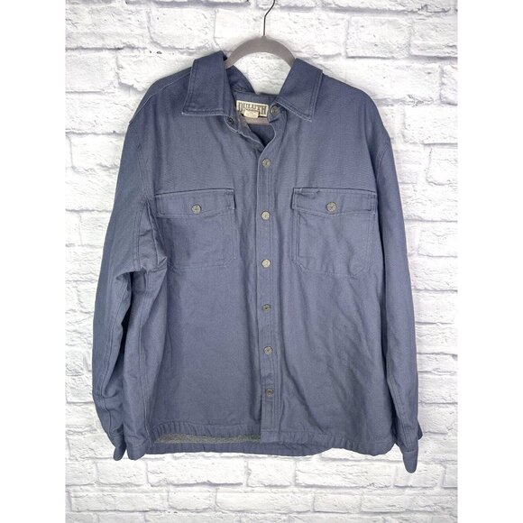 DULUTH TRADING CO Men's Blue Canvas Fleece Lined Snap Down Shirt Jacket 2XL - Picture 1 of 5